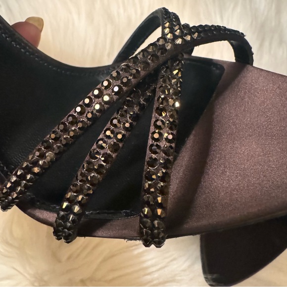 YSL Ava Sandals in Crepe Satin with Rhinestones - Picture 9 of 17